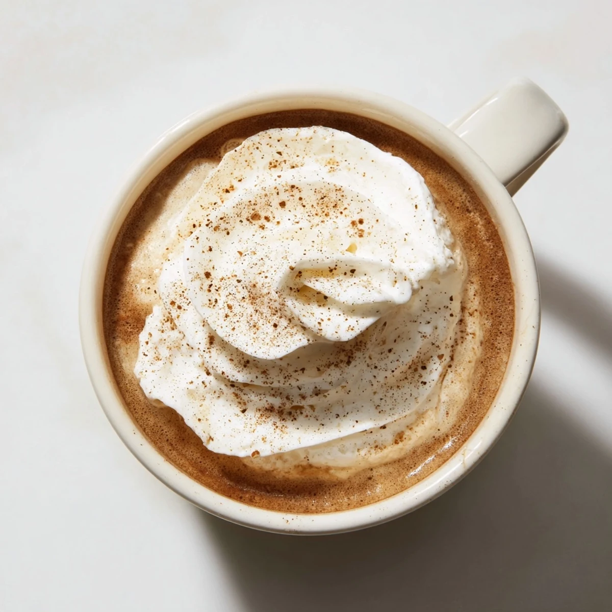 Aromatic spiced coffee in a cozy mug, garnished with whipped cream and cinnamon.