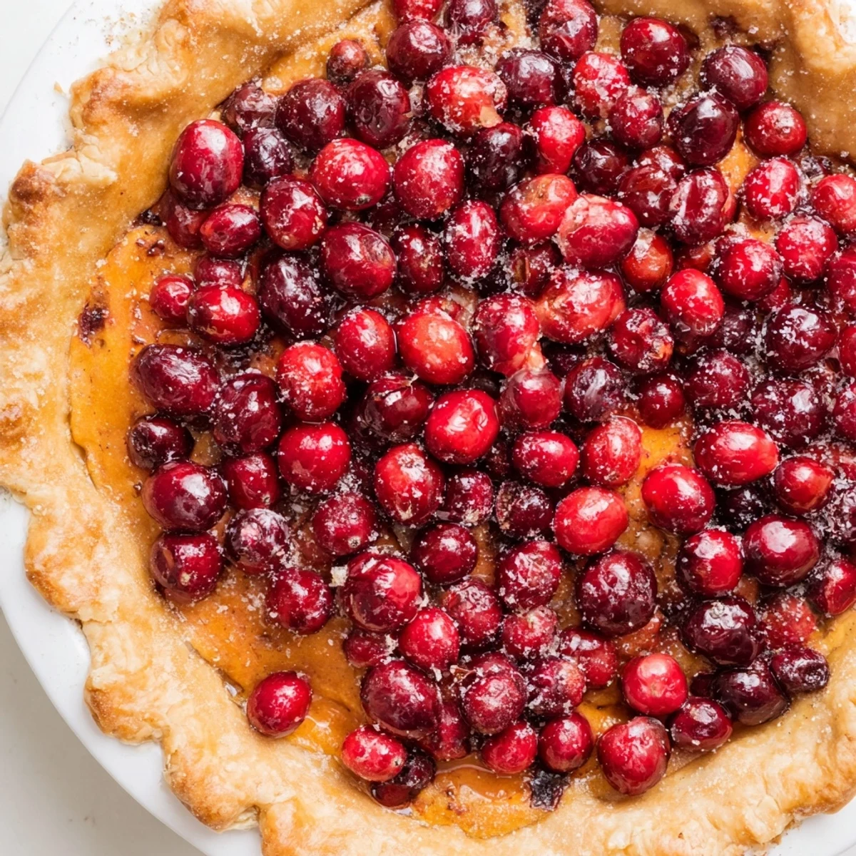 Warm, inviting picture of a freshly baked Cranberry Pie, perfect for dessert or holiday gatherings.