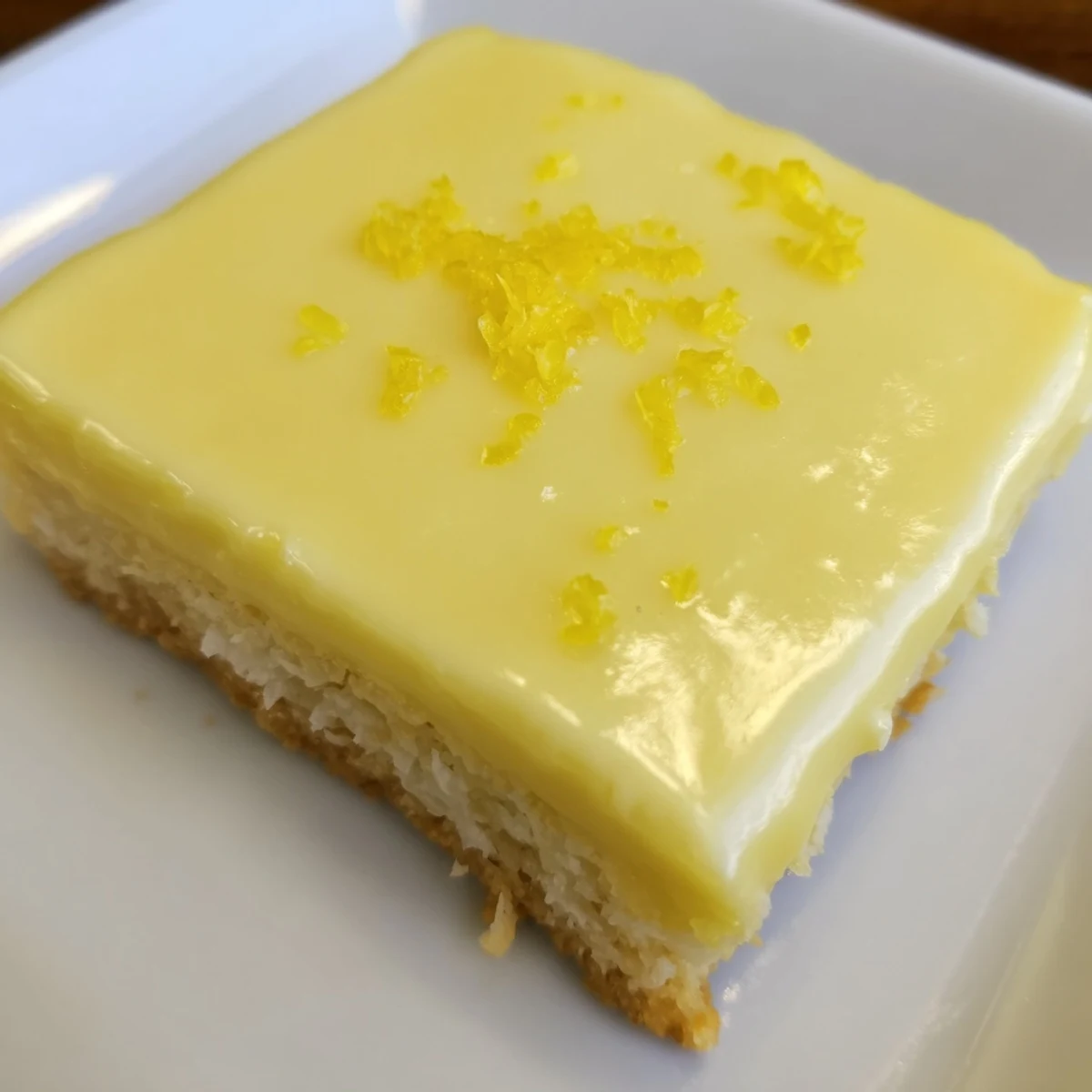 Vibrant, chilled Lemon Slice dessert bars, showcasing a zesty lemon filling and buttery biscuit base.