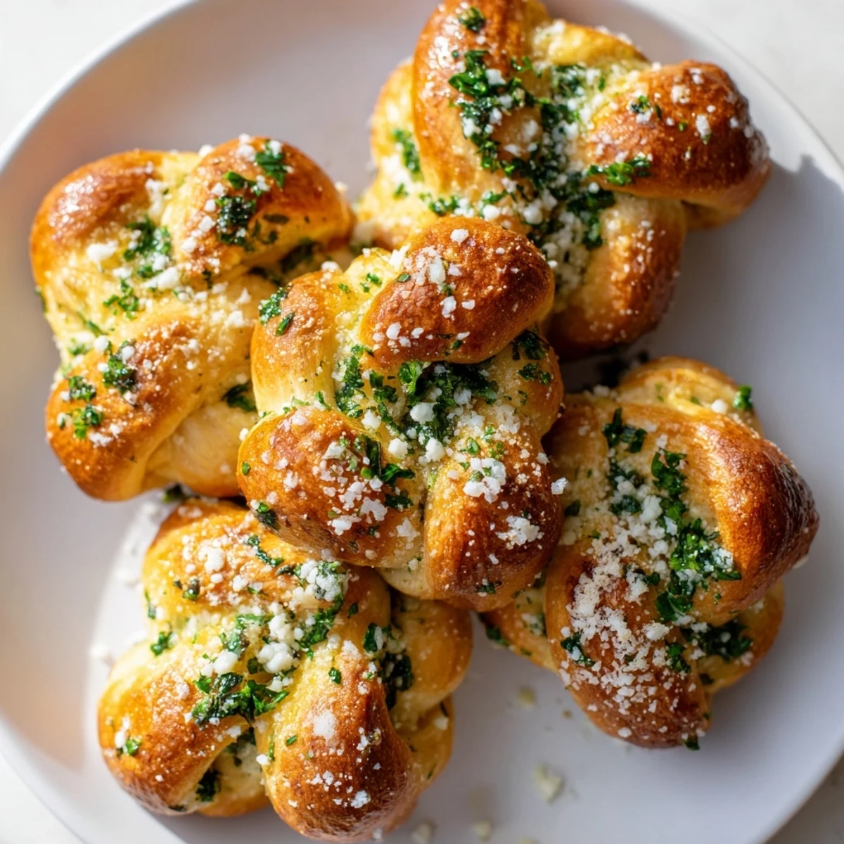 Knusprige Knoten Knoblauch Parmesan