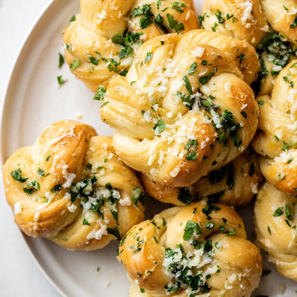 Warm, inviting image: fresh-baked Garlic Parmesan Knots, fluffy and delicious, ready to serve with marinara.