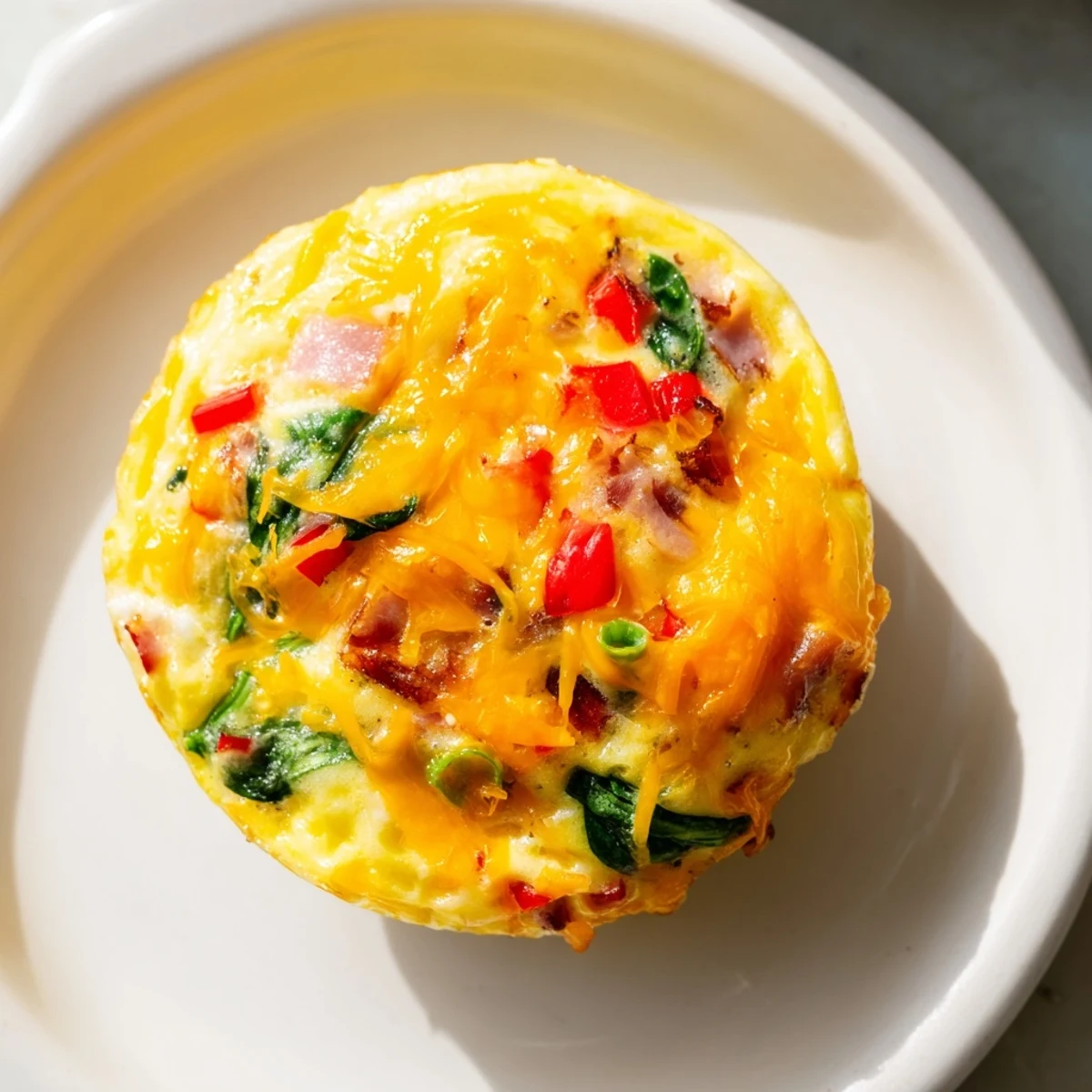 Golden, cheesy baked egg cups with colorful vegetables, ready to enjoy for breakfast!