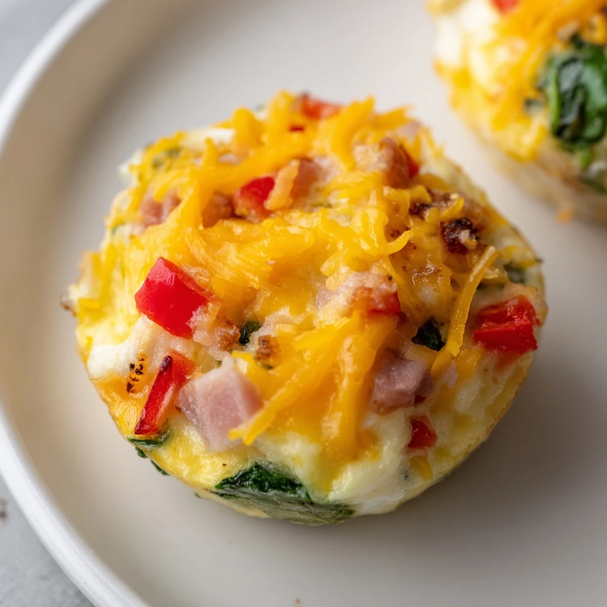 Warm and fluffy baked egg cups, a perfect gluten-free breakfast, served on a plate.