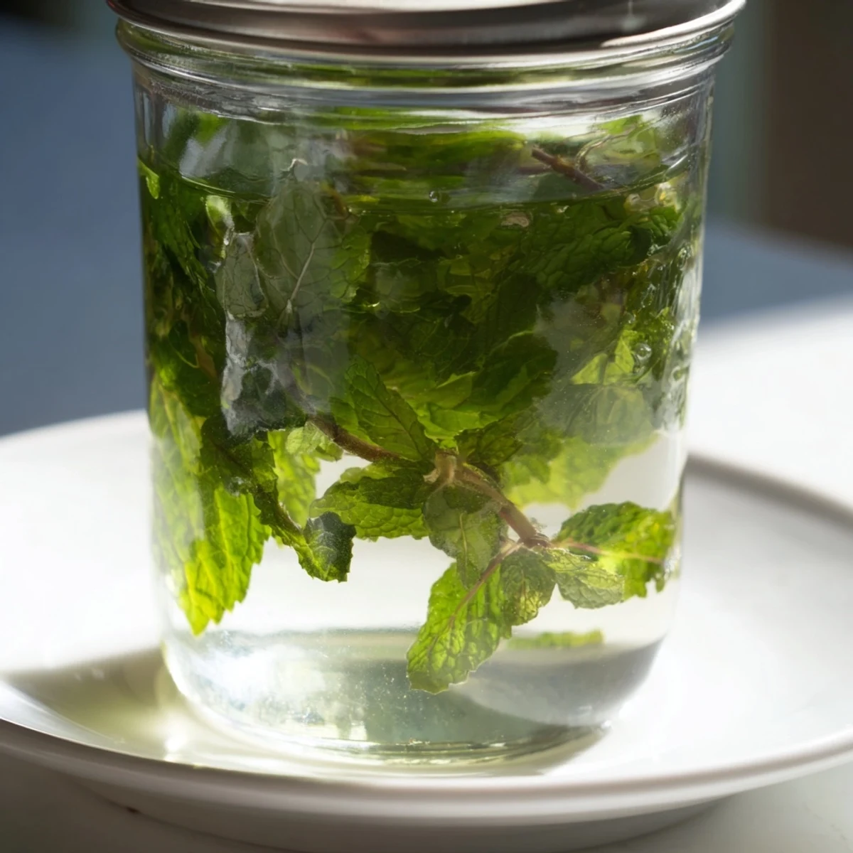 Aroma from the homemade peppermint oil extract fills the kitchen, perfect for flavoring treats.