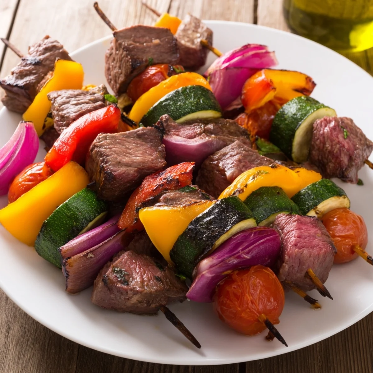 Zarte Beef Kebabs bunt