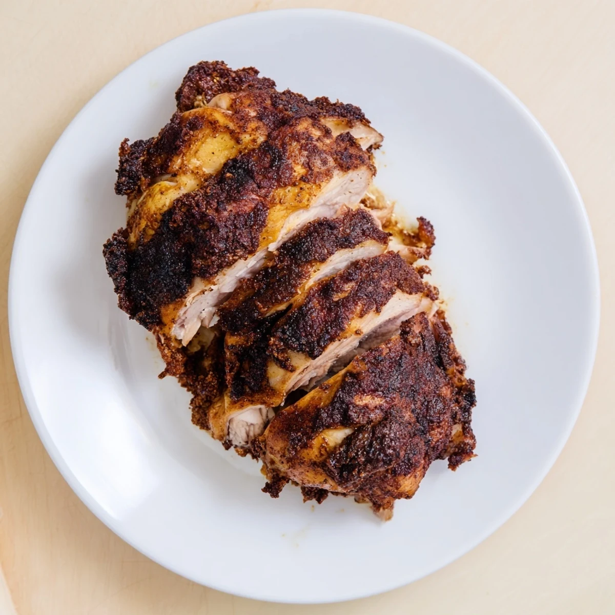 A golden-brown Coffee-Spiced Roast Chicken, glistening with crispy skin, ready for carving and serving.