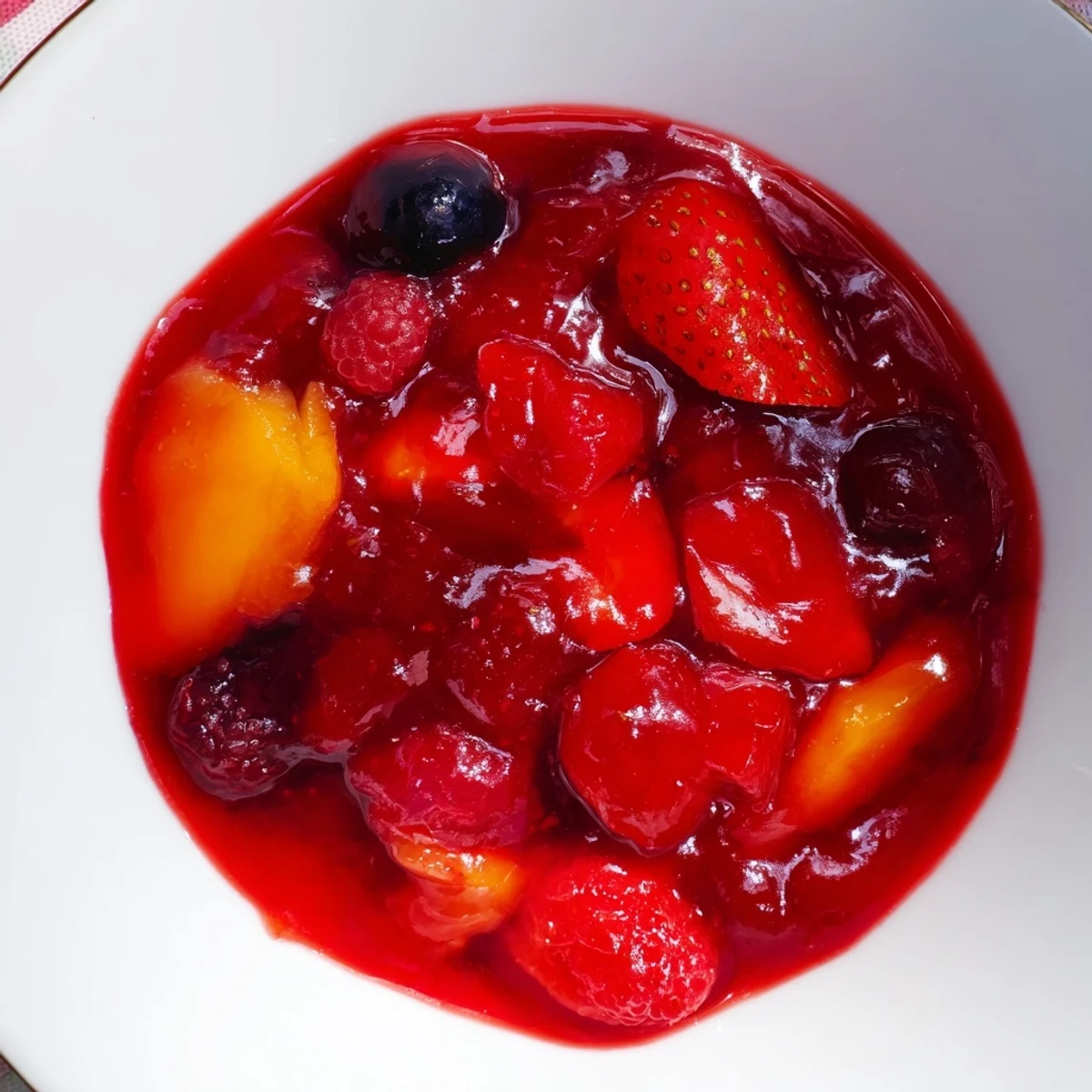 Fresh fruit jam bubbling in a saucepan, showing texture and rich, fruity color.