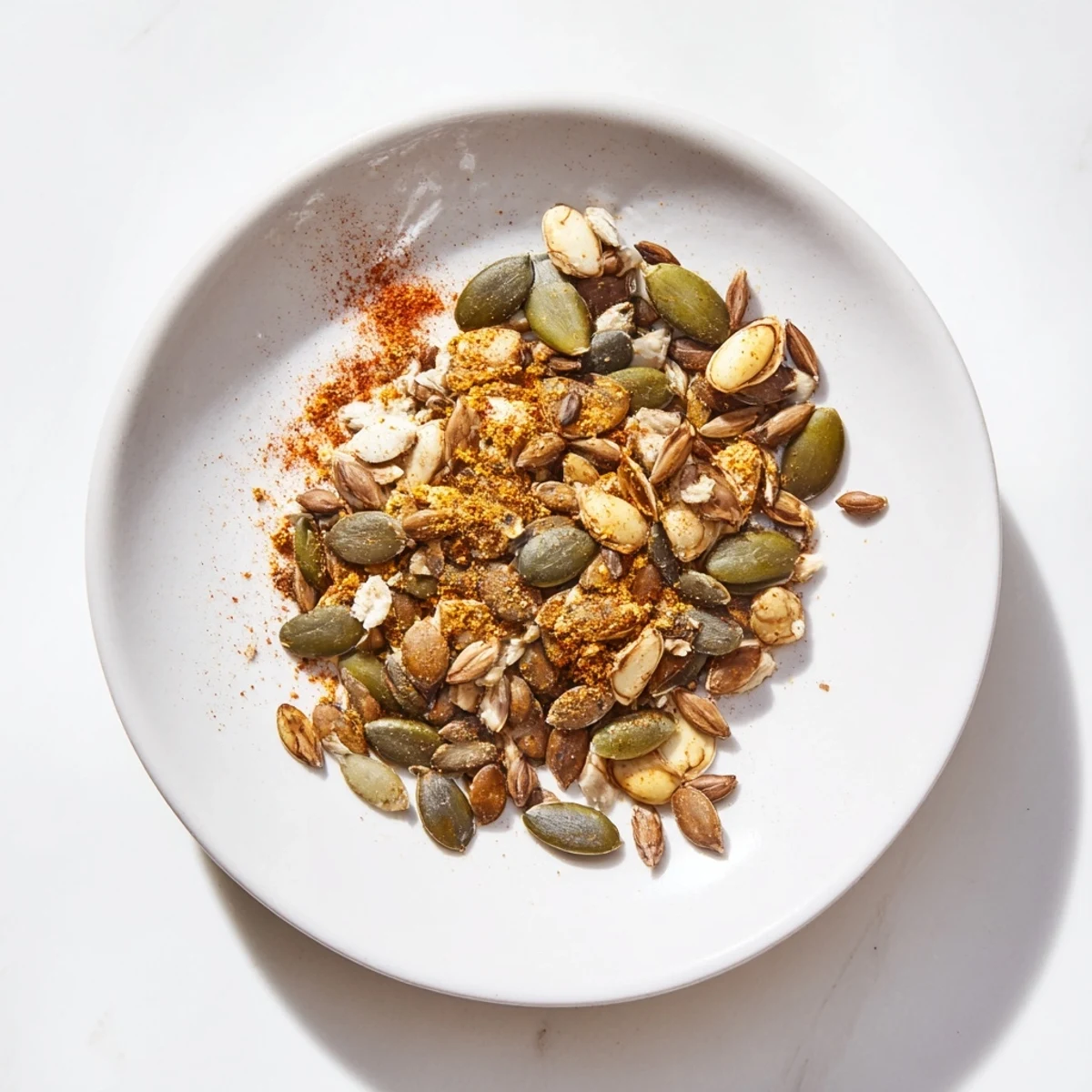 Crispy seed roasted, a vegan and gluten-free snack, served in a bowl, ready to enjoy.