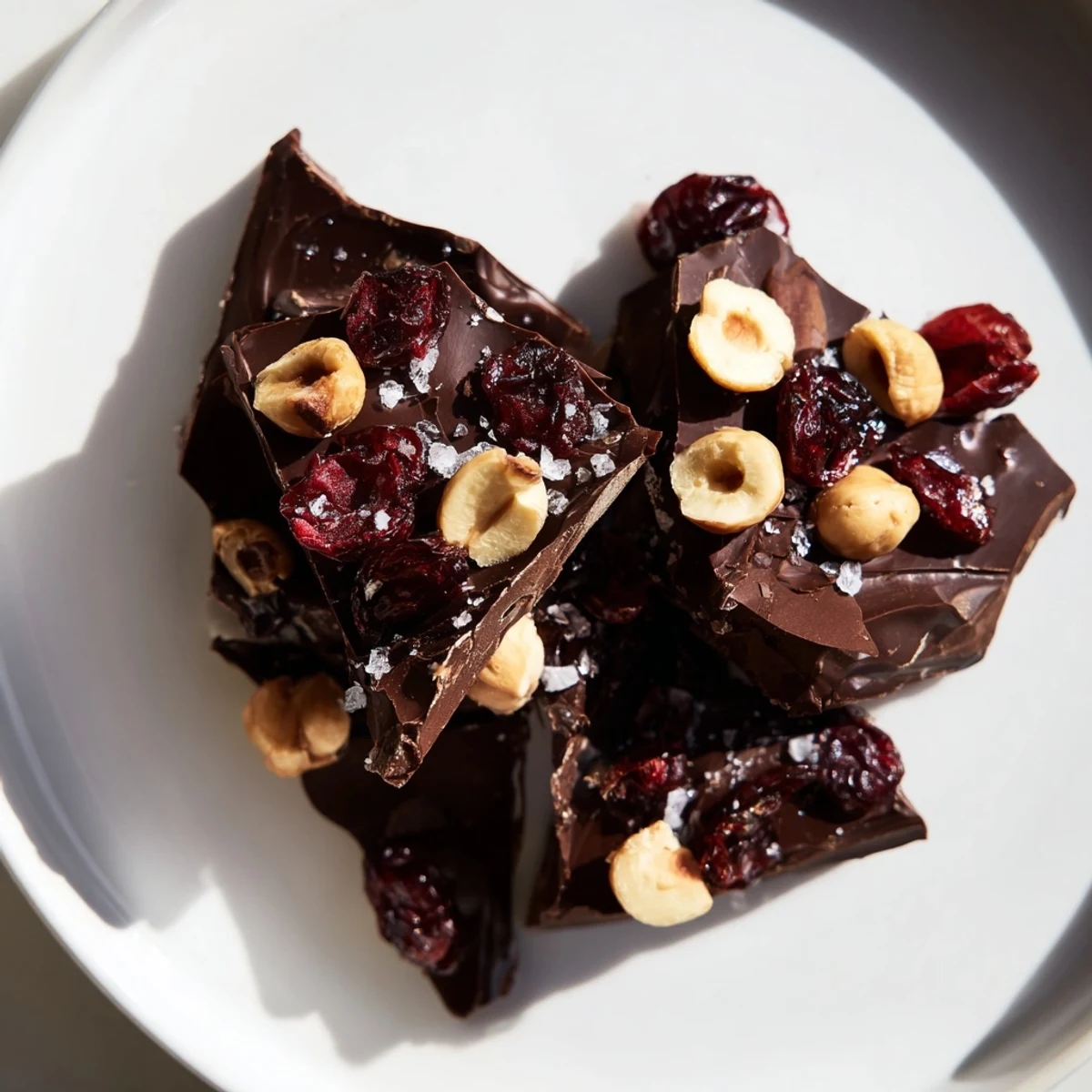 Close-up of freshly cut Chunk Chocolate, showing the glossy, rich chocolate and textured mix-ins.