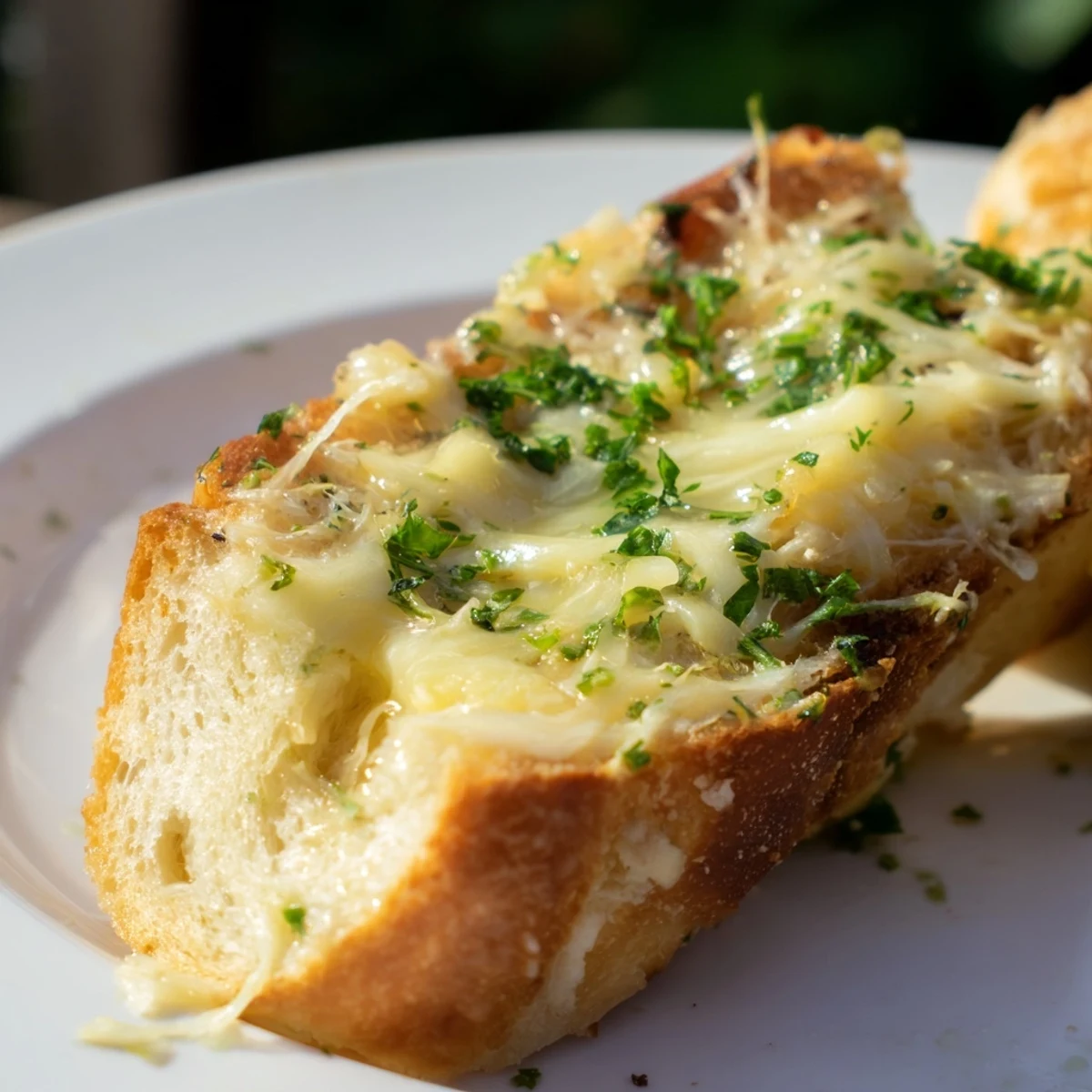 Cheesy garlic bread with melted mozzarella, perfect for a cozy Italian-American appetizer.