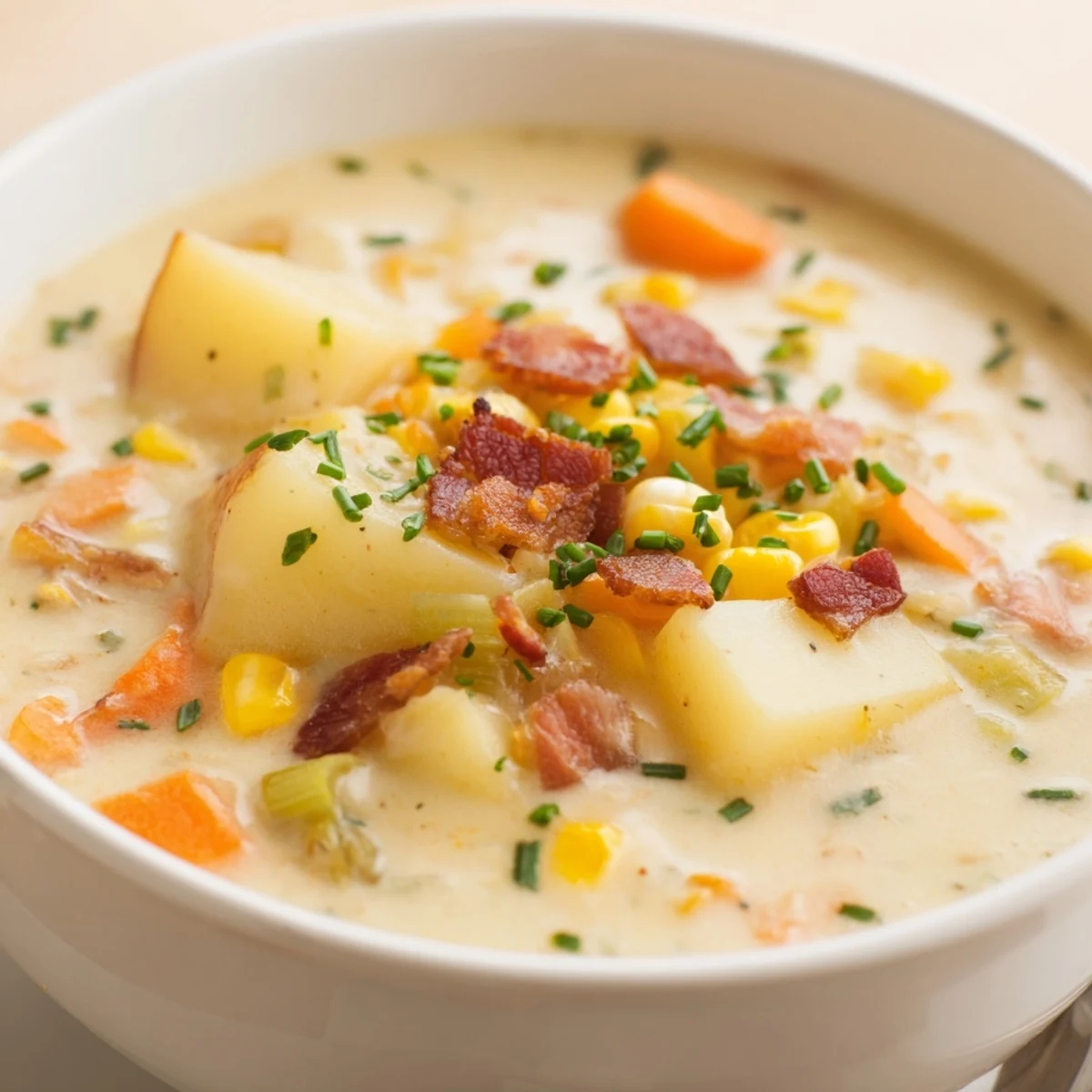 Cremige Mais Kartoffel Suppe