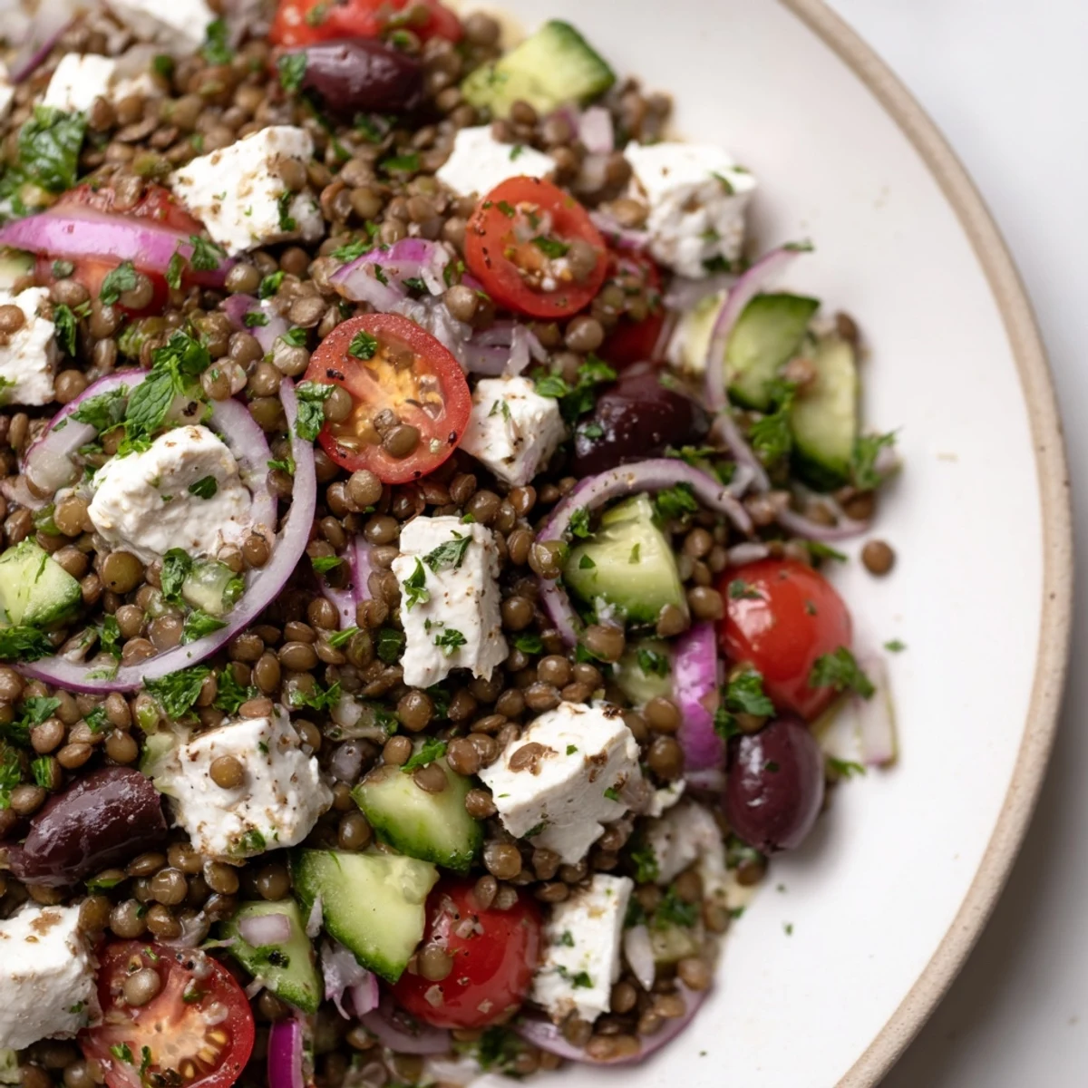 Mediterrane Linsensalat Feta
