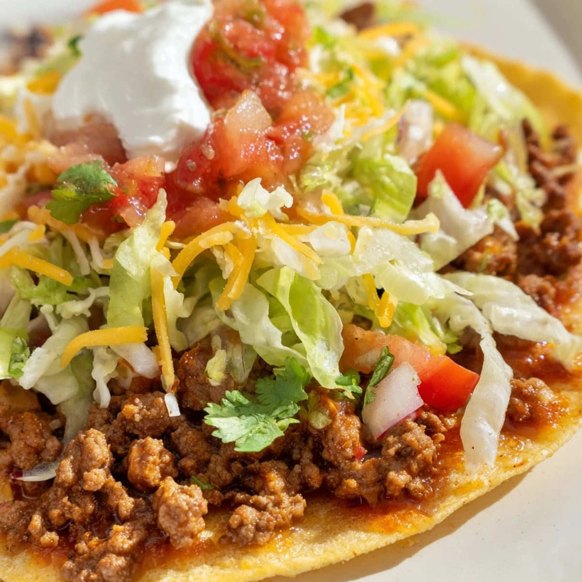 Beef Tacos with Homemade Taco Seasoning, filled with seasoned ground beef, shredded lettuce, cheese, and pico de gallo.