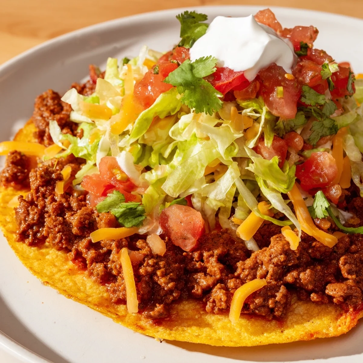 Warm corn tortillas stuffed with Beef Tacos with Homemade Taco Seasoning, plus diced tomatoes and shredded cheese.