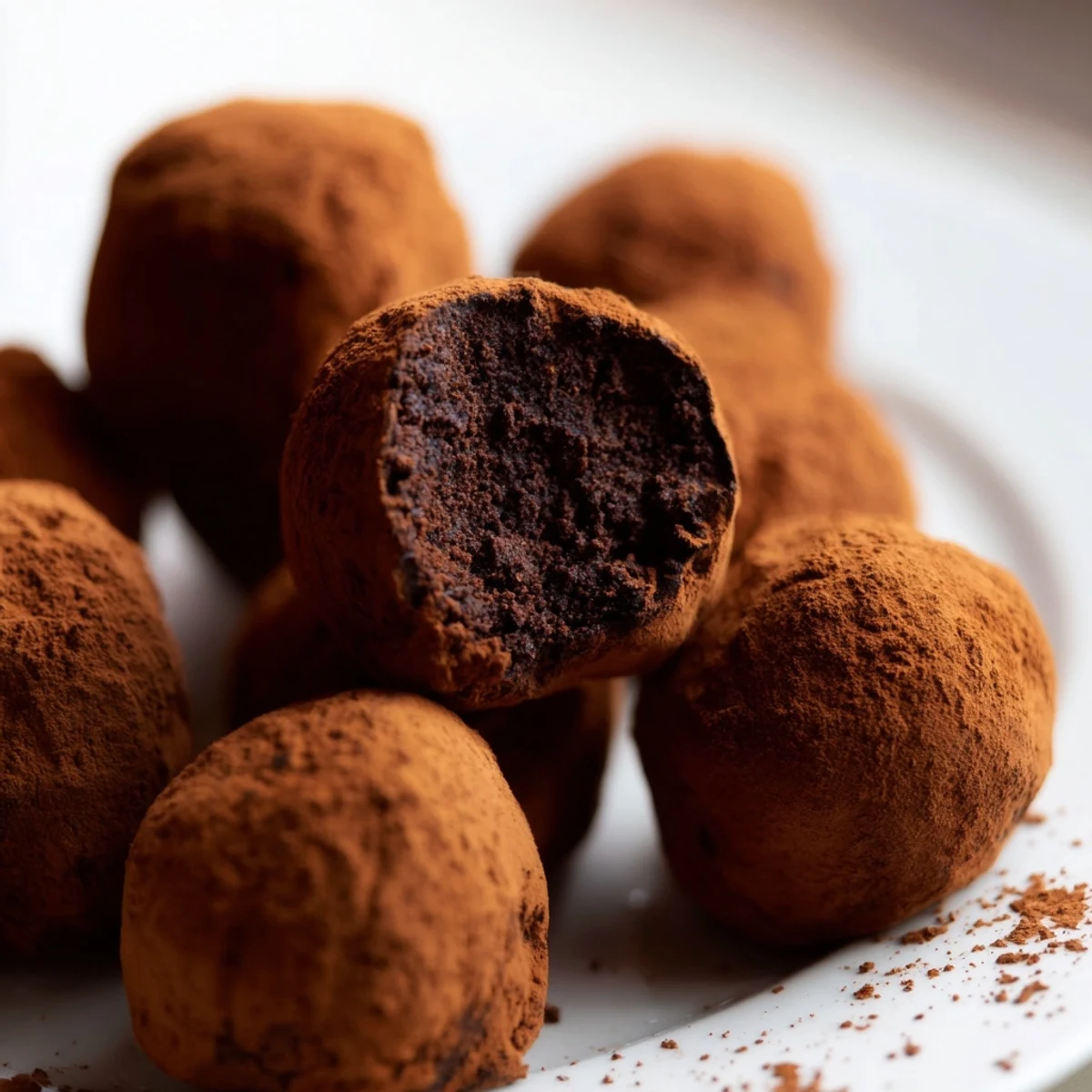 Rich Dark Chocolate Truffles with Cocoa Powder coated in fine cocoa, ideal for gifting or an after-dinner indulgence.