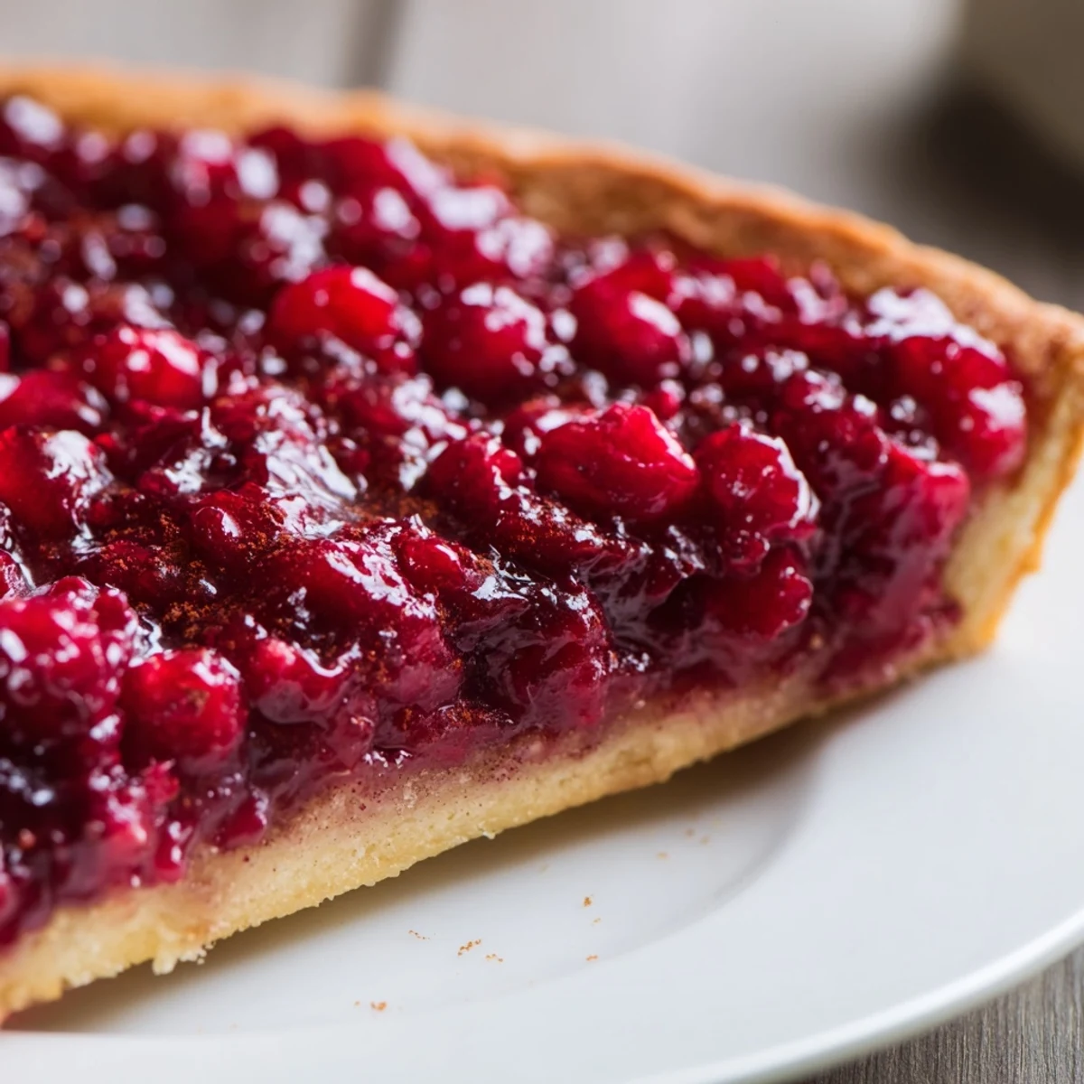 Cranberry Tart with Pastry und Schmand auf einem Teller