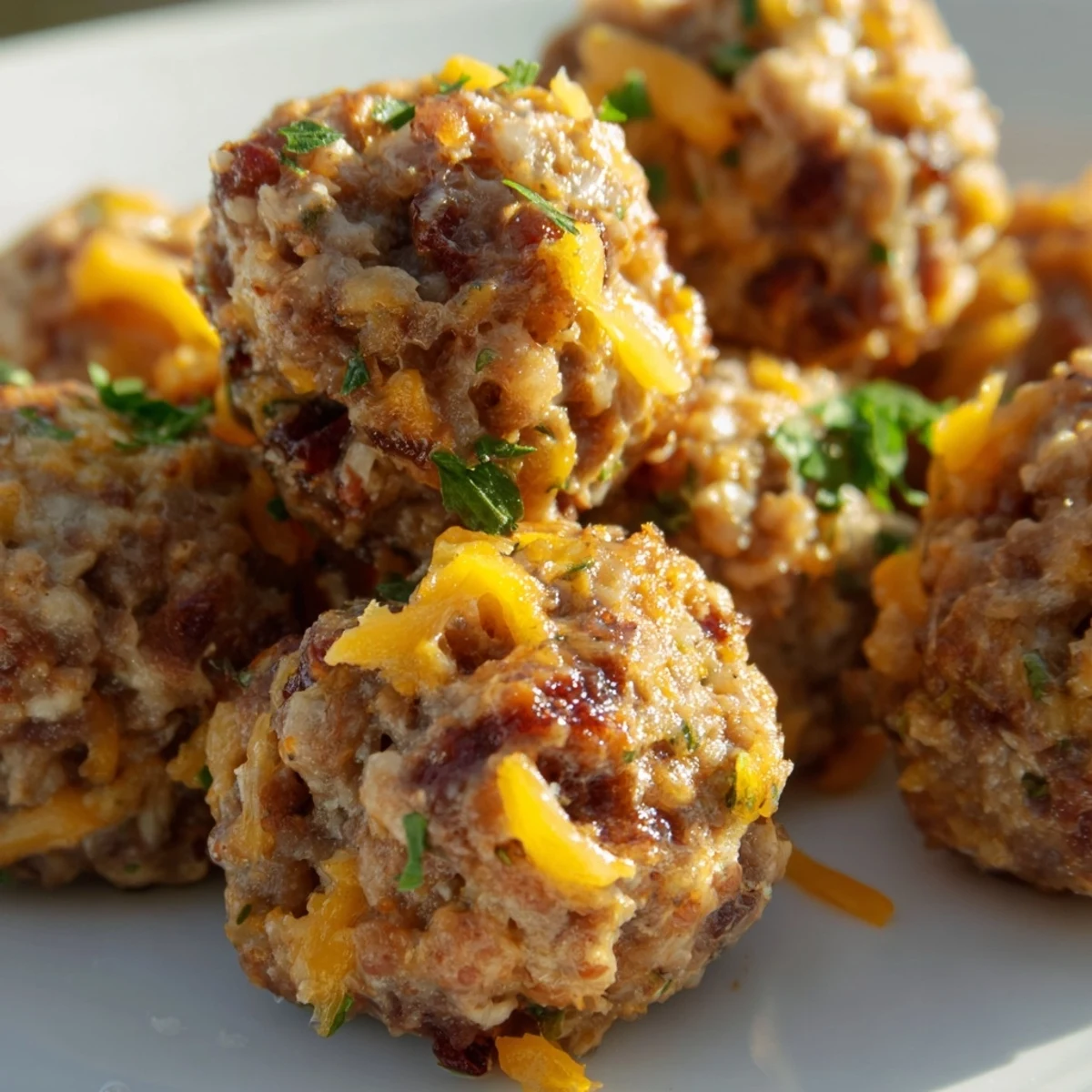 Freshly baked Beef Snack Bites with melted cheddar and parsley, served with a creamy dipping sauce.