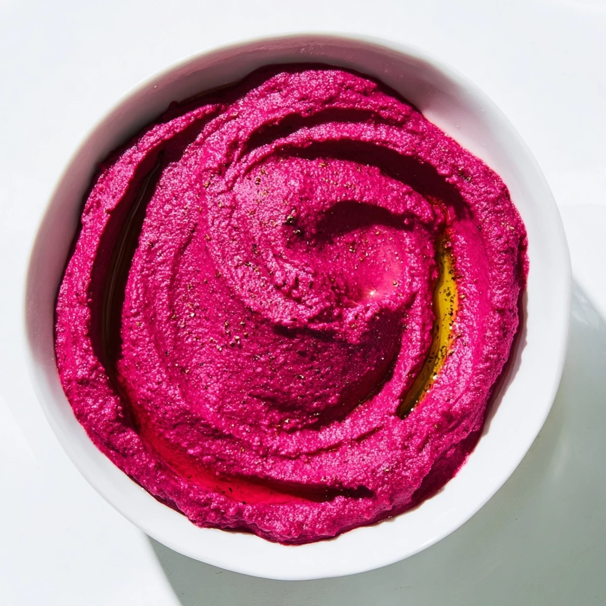 Geröstete Rote Bete Hummus mit Pita-Chips auf rustikalem Holztisch, sonnengekocht und farbenfroh für einen gemütlichen Abendessen.