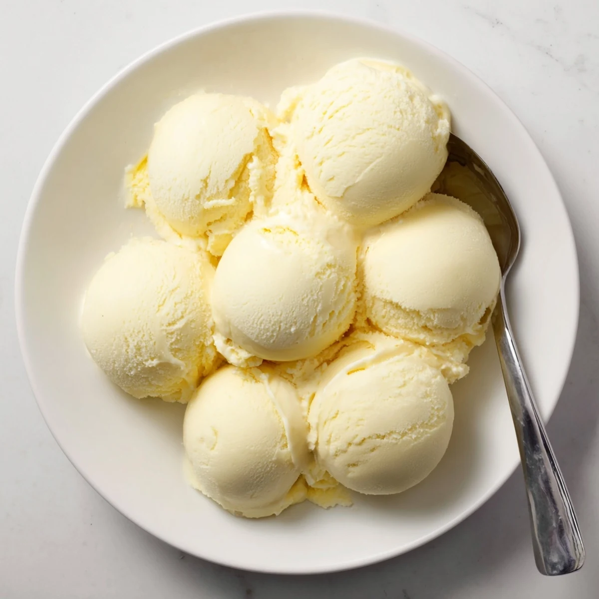 Creamy Treat Ice Cream zeigt glatte Vanilletextur, perfekt für warme Sommertage.