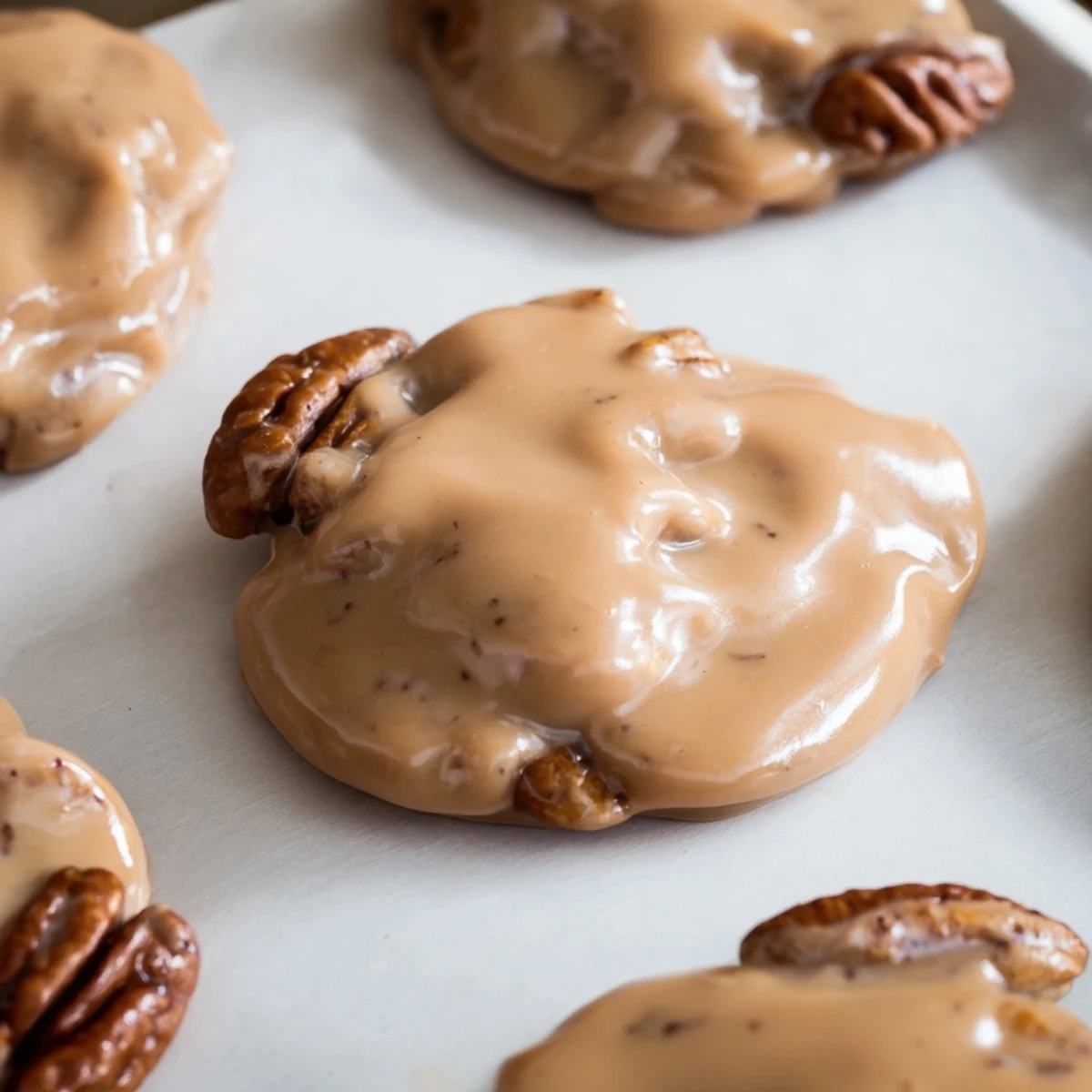 Decadent Southern Mardi Gras Pecan Pralines stacked beside coffee for a sweet snack.