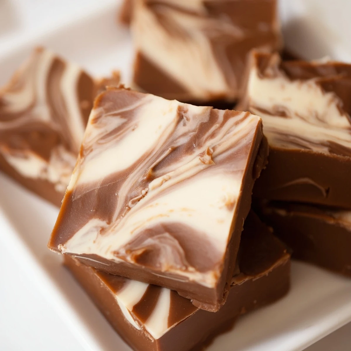 Creamy Irish Cream Fudge squares with rich chocolate and a hint of coffee, perfect for gifting.