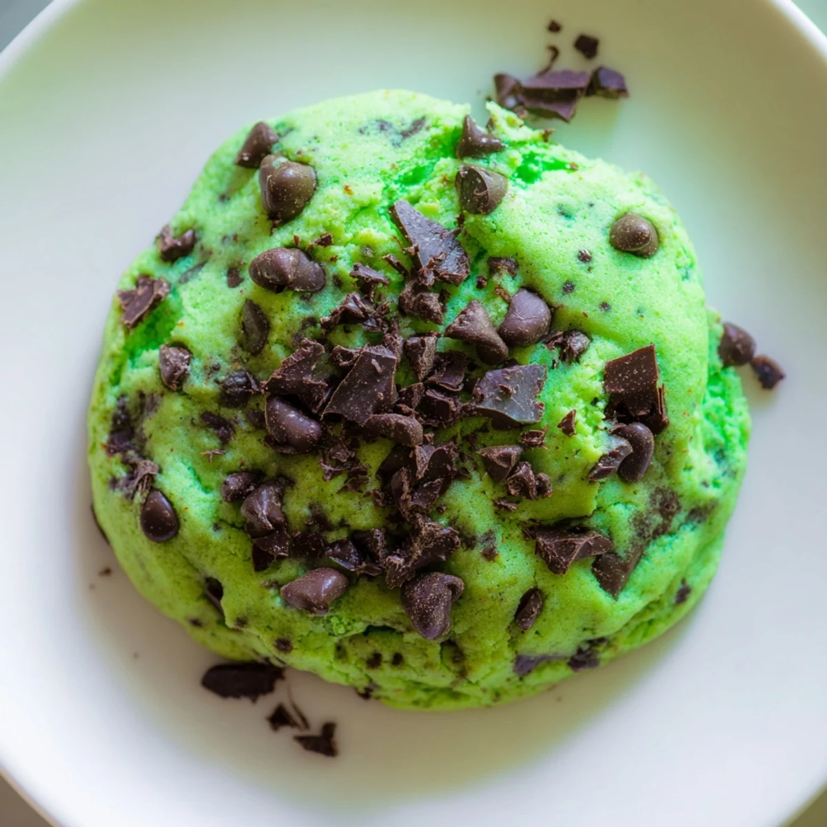 Frisch gebackene Mint Chip Cookies mit schokoladigem Guss, auf einem Kühlerrost platziert, für den perfekten Snack.