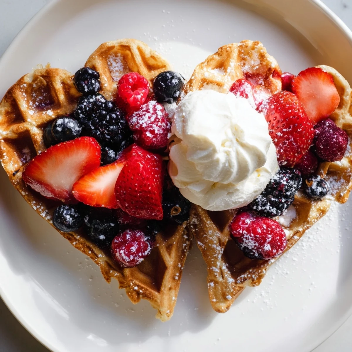 Herzwaffeln mit frischen Beeren