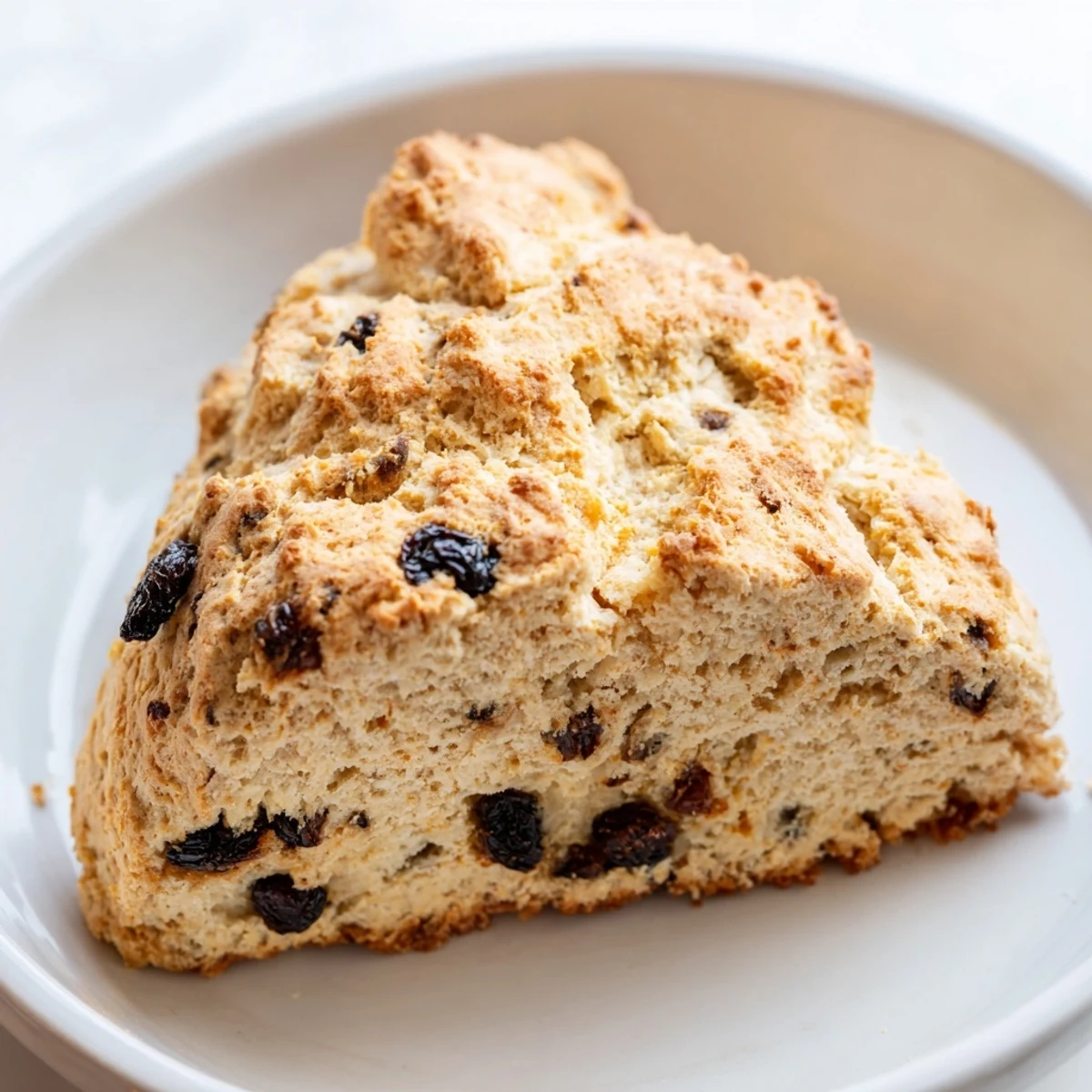 Rustic Irish Soda Bread Scones featuring currants and a tender texture, ready for breakfast or tea.