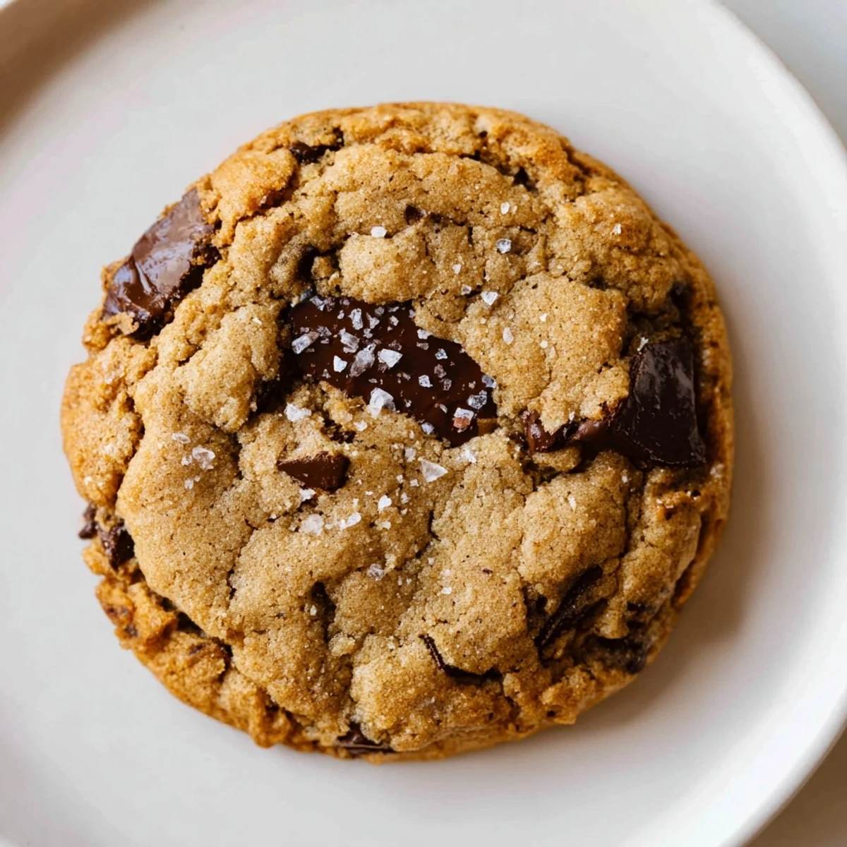Warm, freshly baked Chocolate Chip Cookies with Sea Salt displayed on a cooling rack, ideal for serving with milk.