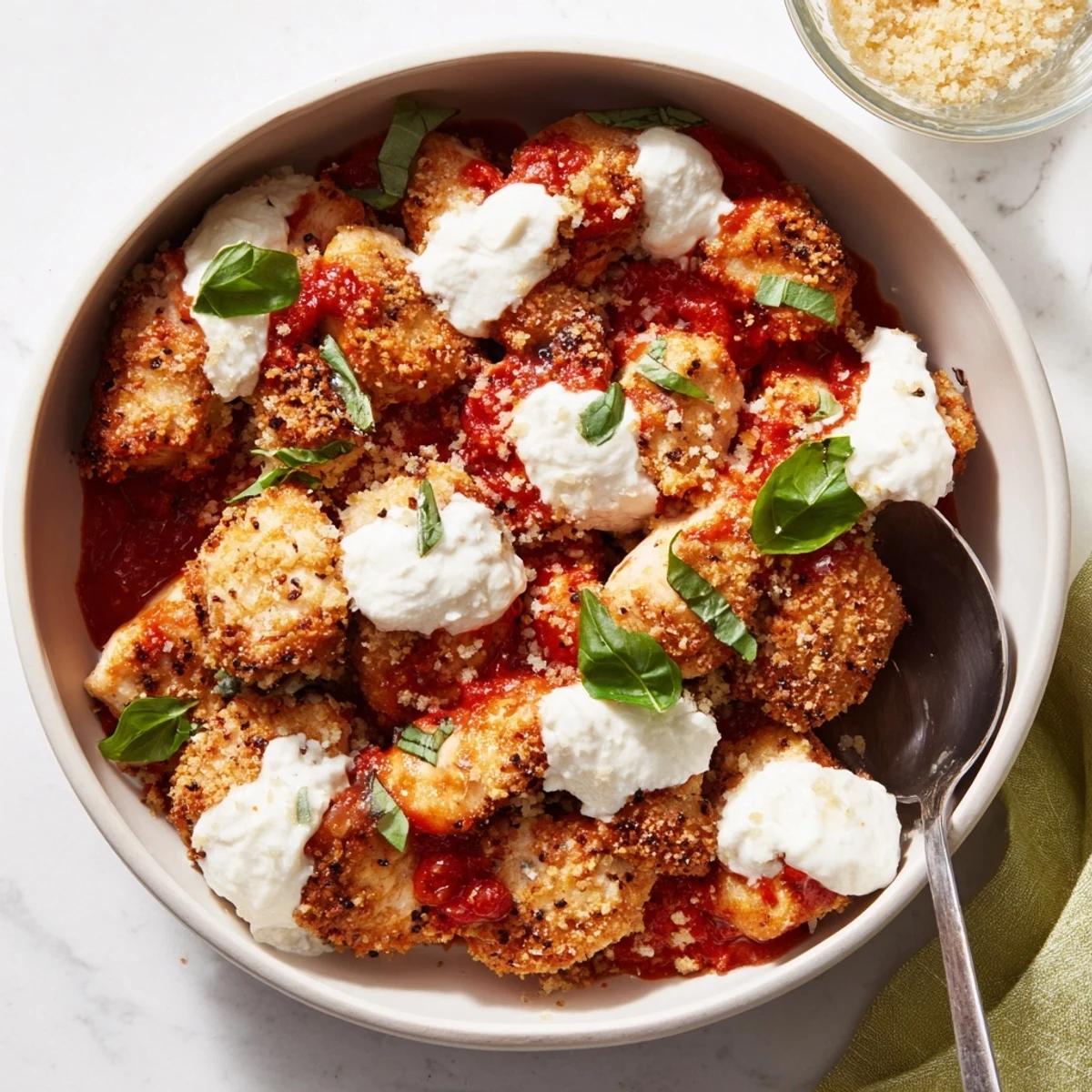 Hochprotein Huhn Parmesan Schale