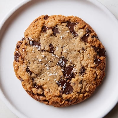 Delicious Chocolate Chip Cookies with Sea Salt with gooey chocolate centers, sprinkled with flaky salt for sweet-salty contrast.