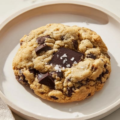 Lecker Chocolate Chip Cookies with Sea Salt mit zentrem, weichem Innerem auf kühlem Kuchengitter.